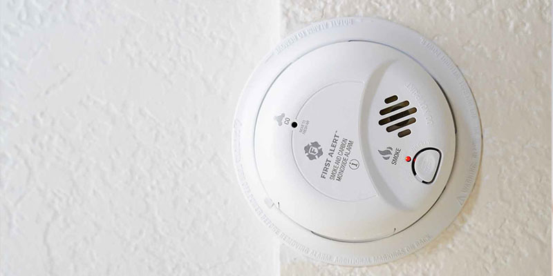 Smoke detector installed on a ceiling